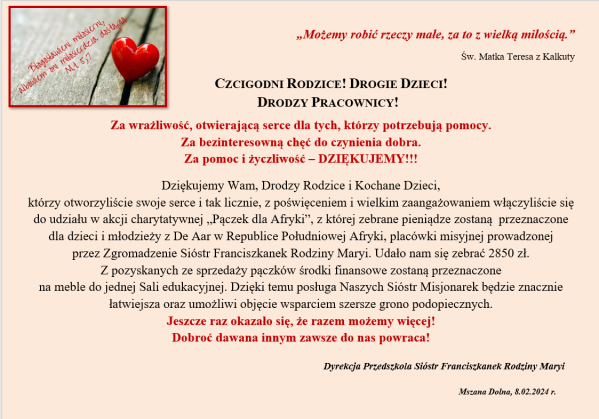 Podziękowanie pączek dla Afryki